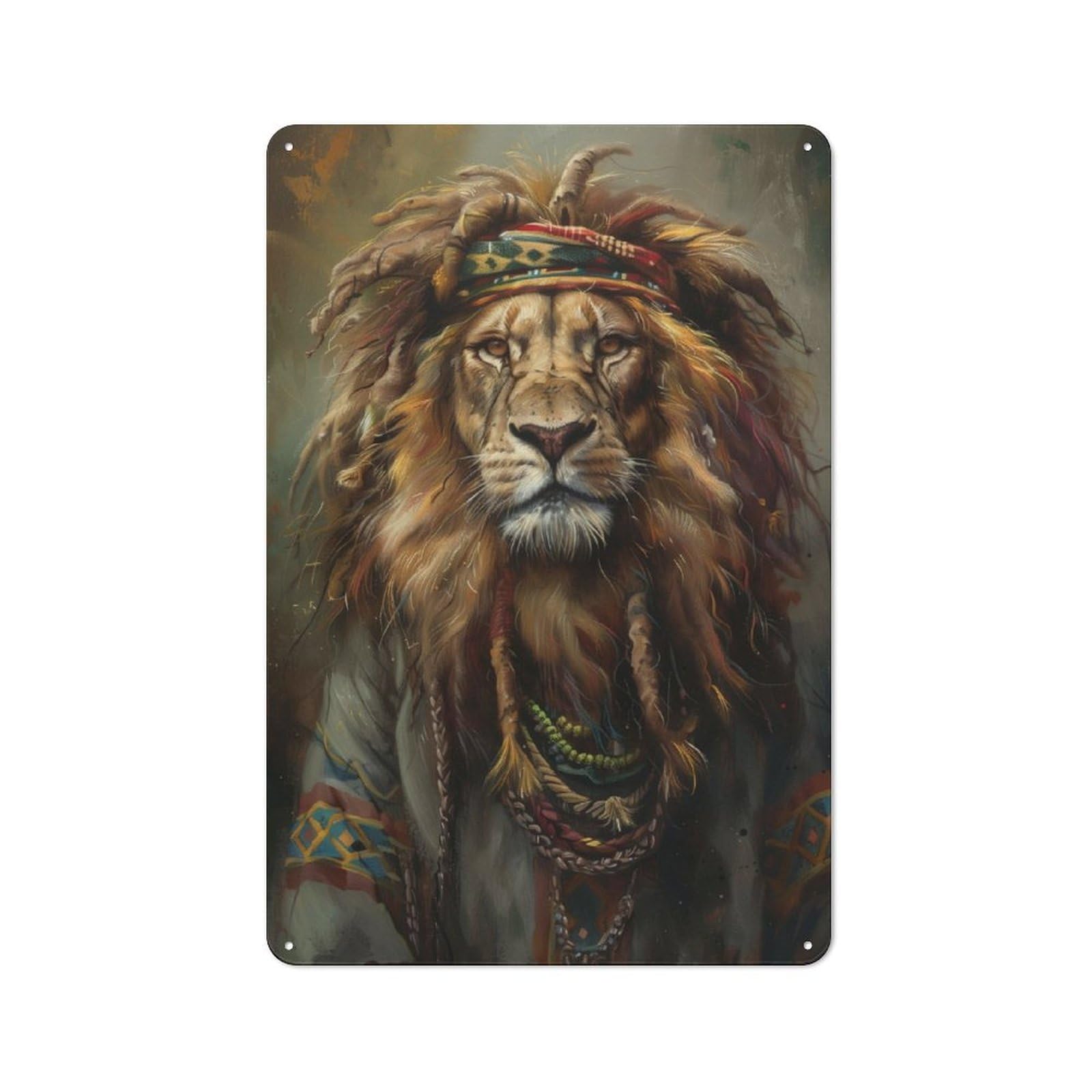 Junmoney Jamaican Reggae Rasta Lion Industrial Tin Wall Sign 30X20cm Featuring Urban Room Decor For Workspace, Cafe, Hallway Or Garage