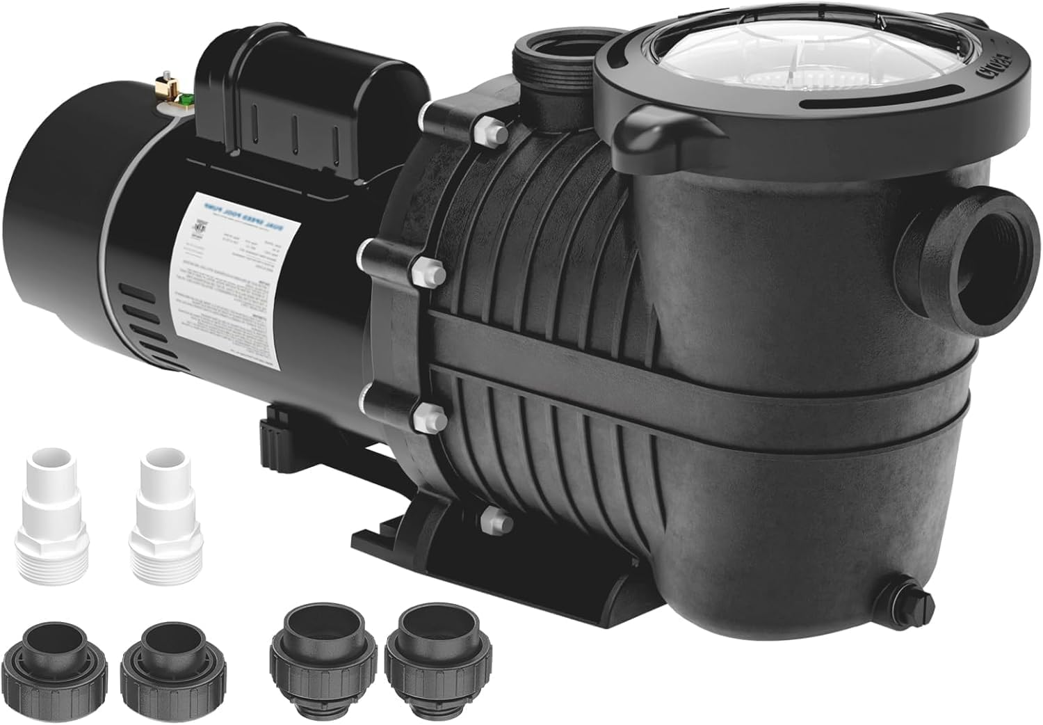 1.5 HP Pool Pump | Dual Voltage | 4500GPH Max Flow | 42FT Head Lift | DoE-Compliant | 1.25/1.5/2" Fittings | Pool Pump for Above Ground Pools and Inground Pools | 115V/230V AC 60HZ | Model J07501E