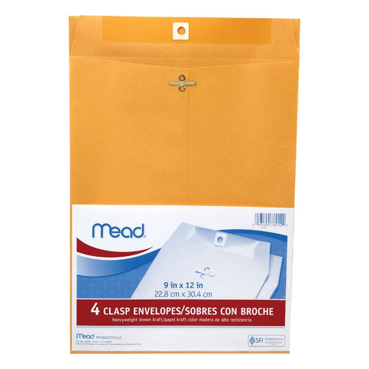 Mead koperty zapięcie Manilla Kraft 25 cm x 30 cm. Brązowe 4 sztuki / opakowanie