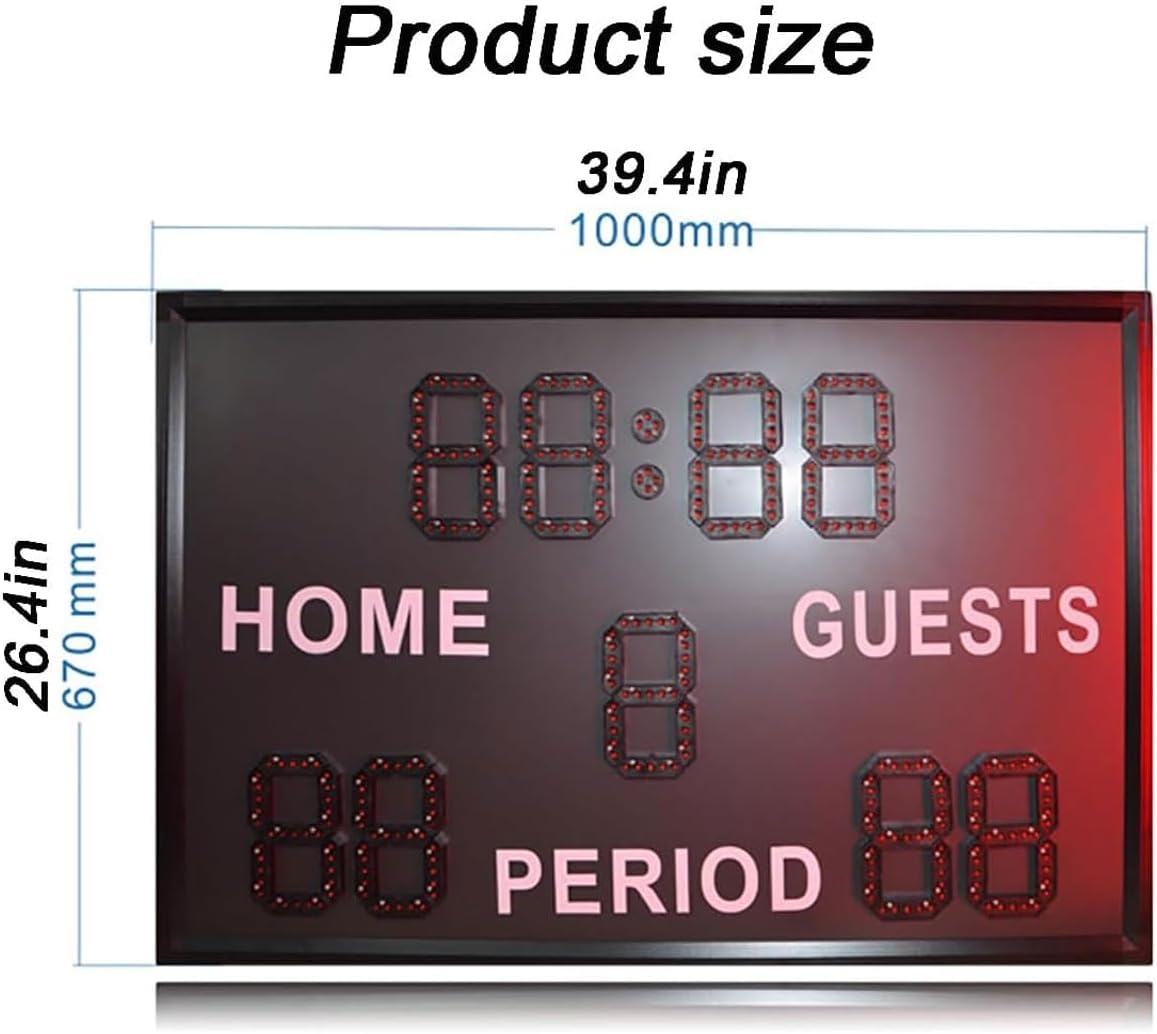 24W Electronic LED Basketball Scoreboard, 6 Inch Wall-Mounted Led Digital Scoreboard with Remote Control, Control Range 50M, for Basketball, Table Tennis, Tennis, Football