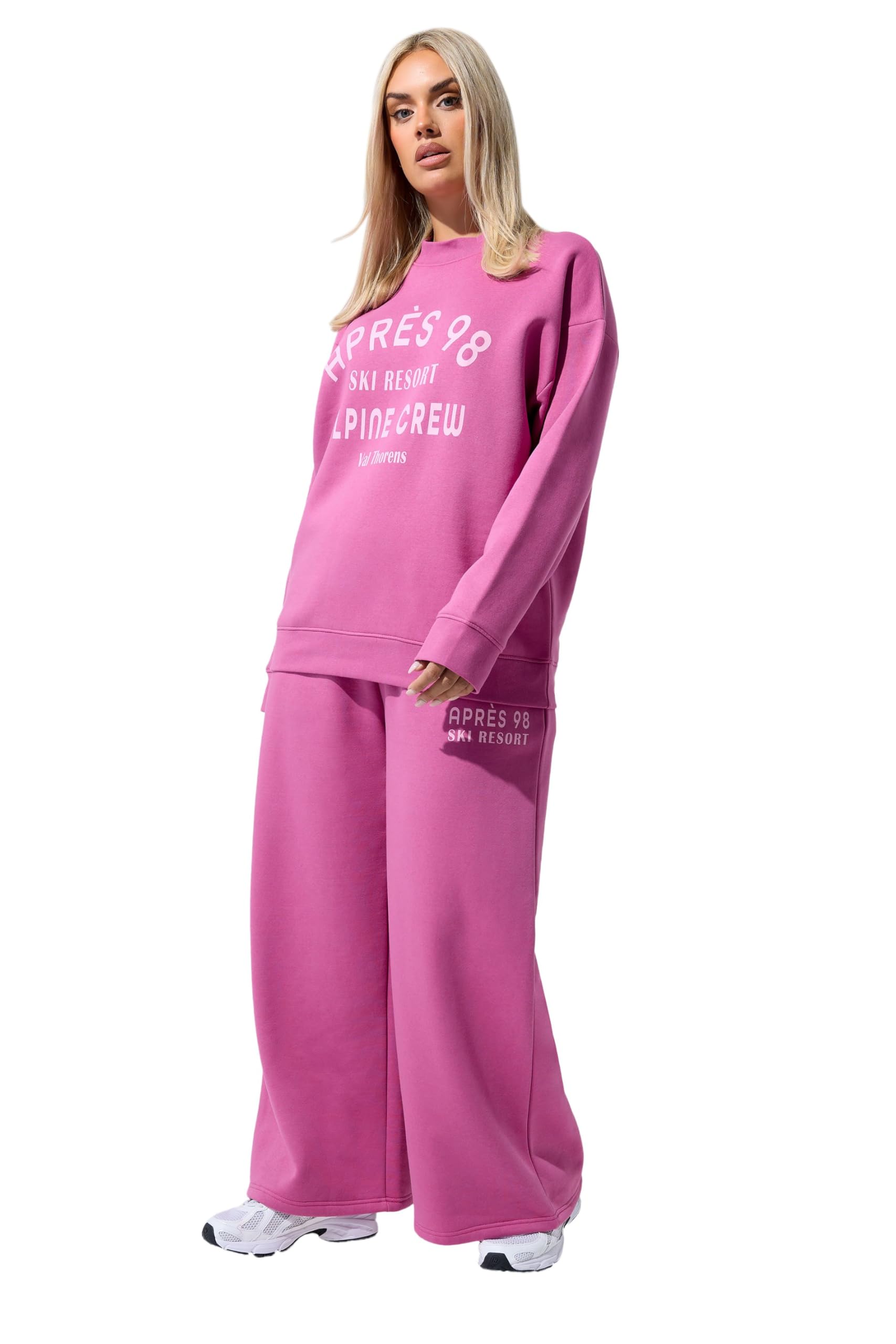 Yours Women's 'Apres 98' Slogan Sweatshirt in Pink | Size: 20