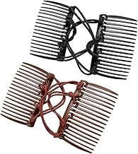 Elastic Hair Combs 2 Pack Plastic Hair Bun Comb Elastic Adjustable Hair Bun Comb and Clip for Curly, Thick Wavy Hair