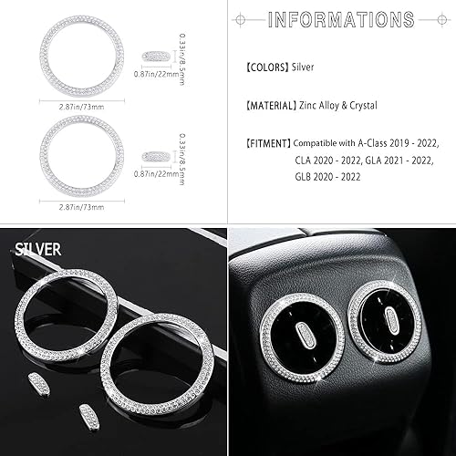 Miniatura 3 de 1797 Para Mercedes Benz Bling Accesorios CLA GLA GLB Clase A Asiento Trasero Del Coche AC Ventilación De Aire Salida Cubiertas H247 X247 C118 W177