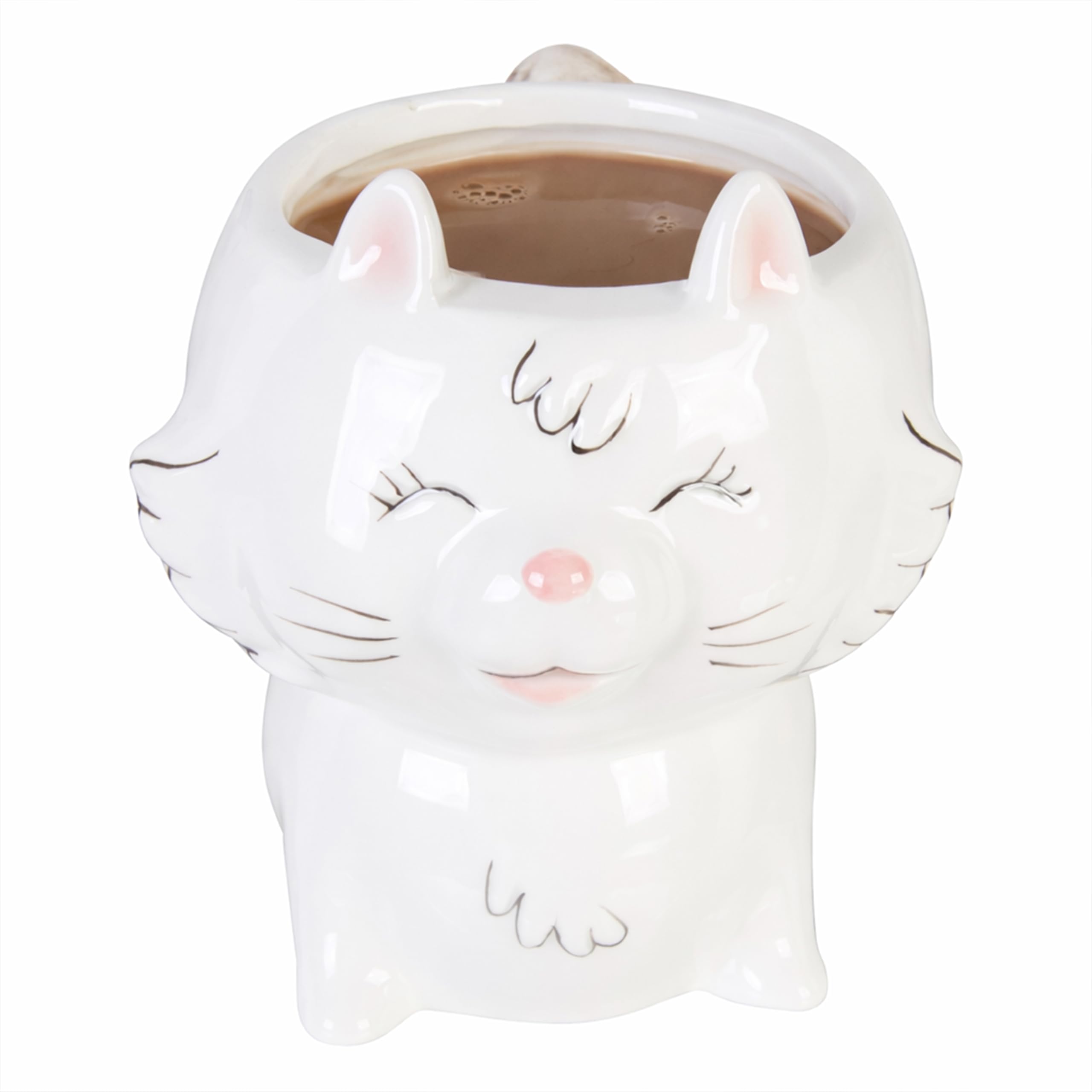 Premier Housewares Elegant Design White Cat Mug | Versatile Small Milk Mug For Kids Bedroom | Dishwasher Safe Coffee Mug For Livingroom | Comfortable Grip Ceramic Tea Mug For Kids