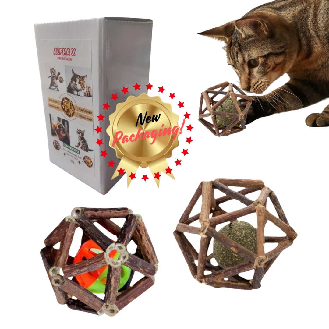 Catnip Matatabi Balls, 2 Piezas, Catnip para Gatos, Juguete con Hierba gatera, dentífrico Natural, Anti-Stress, Eco-Friendly, Hecho a Mano, Calma, distrae, tranquiliza, aporta Salud