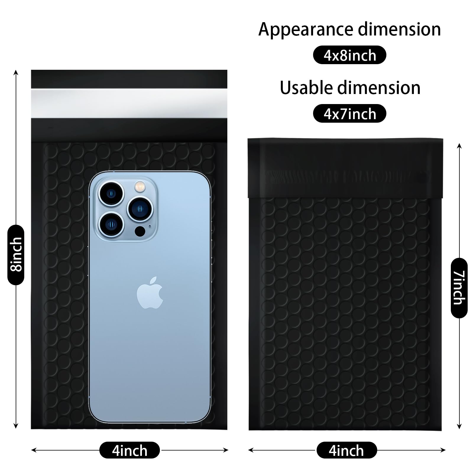 4x8 Inch Black Bubble Mailers 40 Pack Self-Seal Poly Padded Envelopes Suitable for Small Businesses to Package and Mail Jewelry Cosmetics, Electronic Products, Cards (Black, 4 x 8-40)