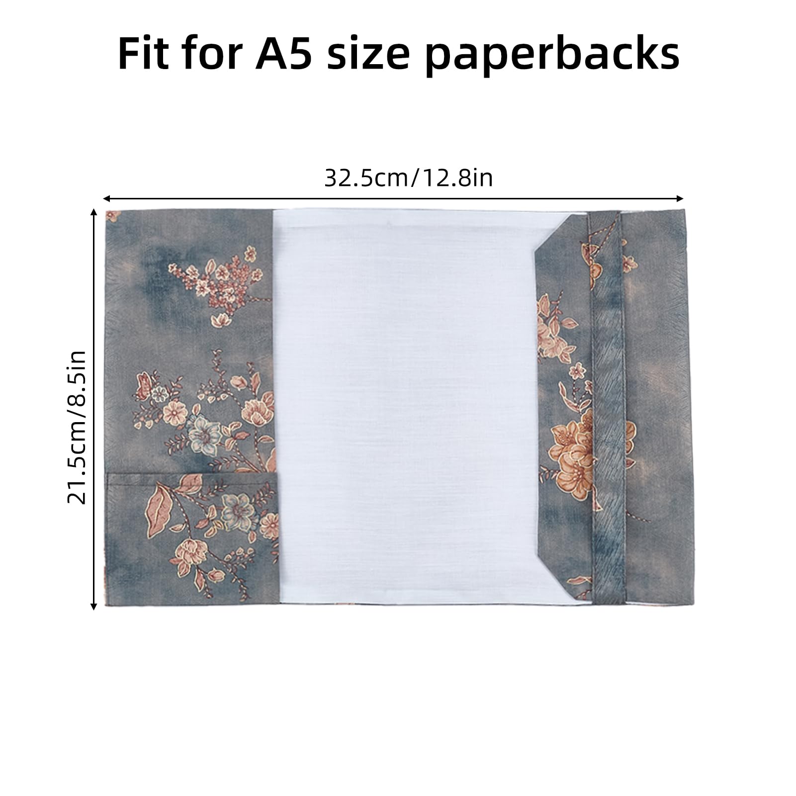NICENEEDED A5 Size Small Canvas Paperback Book Cover Protector Paperbacks Fabric Book Sleeve Cover Protector Book Covers for Hardcover Softcover Book Novels (Big Flower) - Image 2