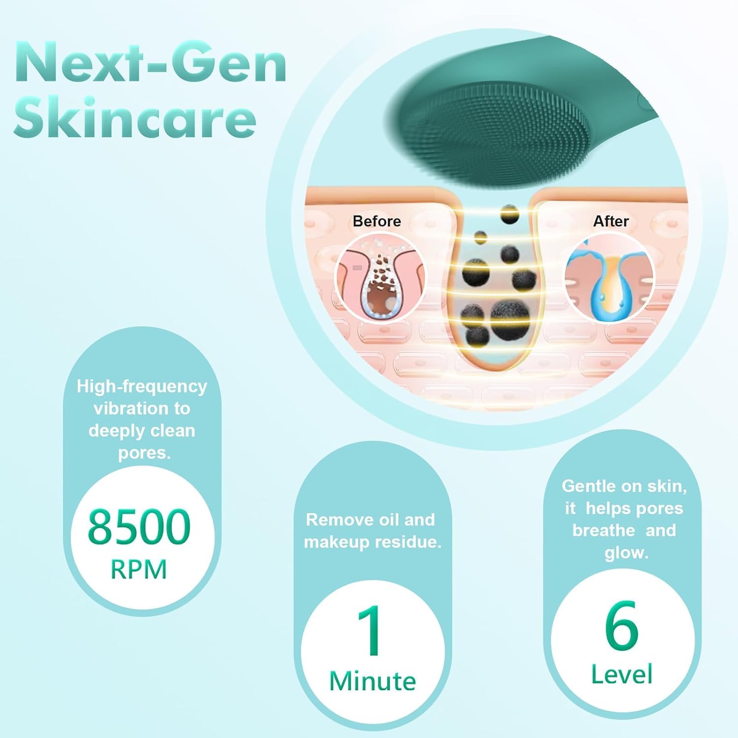 LZP Cepillo de limpieza facial de silicona, exfoliante facial para hombres y mujeres, cepillos faciales eléctricos recargables para limpieza y exfoliación, cepillo facial impermeable