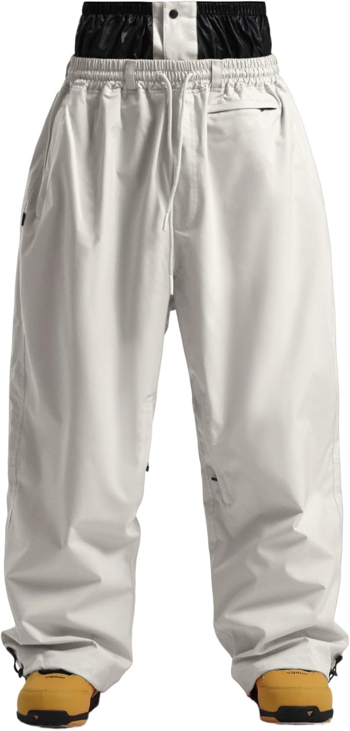 GSOU SNOW Mens Snow Pants Women Baggy Snowboard Pants Loose Fit Insulated Windproof Waterproof for Ski Hiking Winter Outdoor