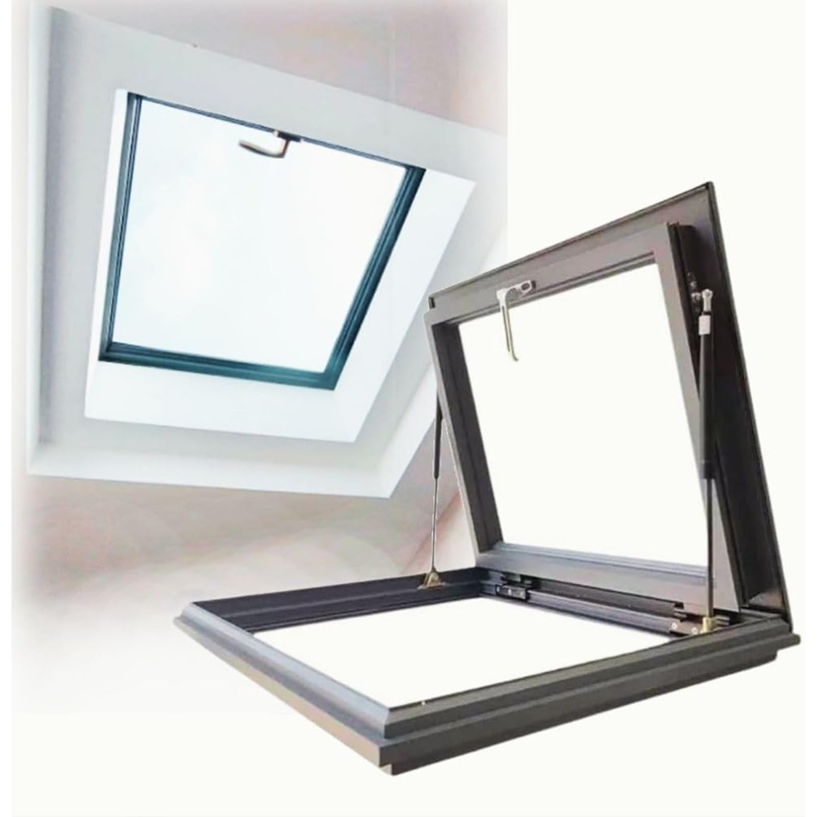 Hzimhnhi One Color 1Pc Customizable Skylight Roof Access Hatch - Aluminum Alloy & Tempered Glass For Attics, Basements, And Rooftops(91.5X91.5cm)