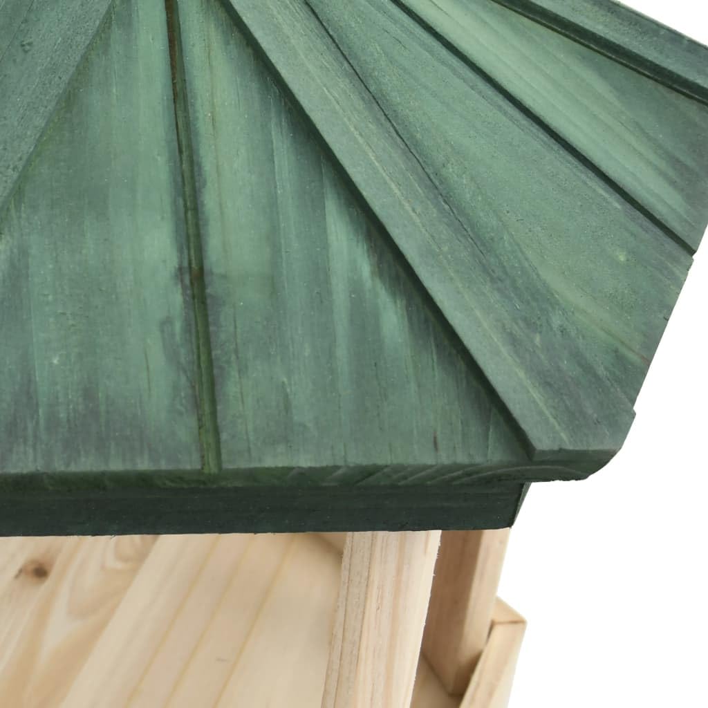 Mangiatoia ottagonale in legno di abete massiccio, 33 x 30 cm, mangiatoia per uccelli con piattaforma di mangime, sporgenza del tetto, resistente alle intemperie, da riempire, per balcone e