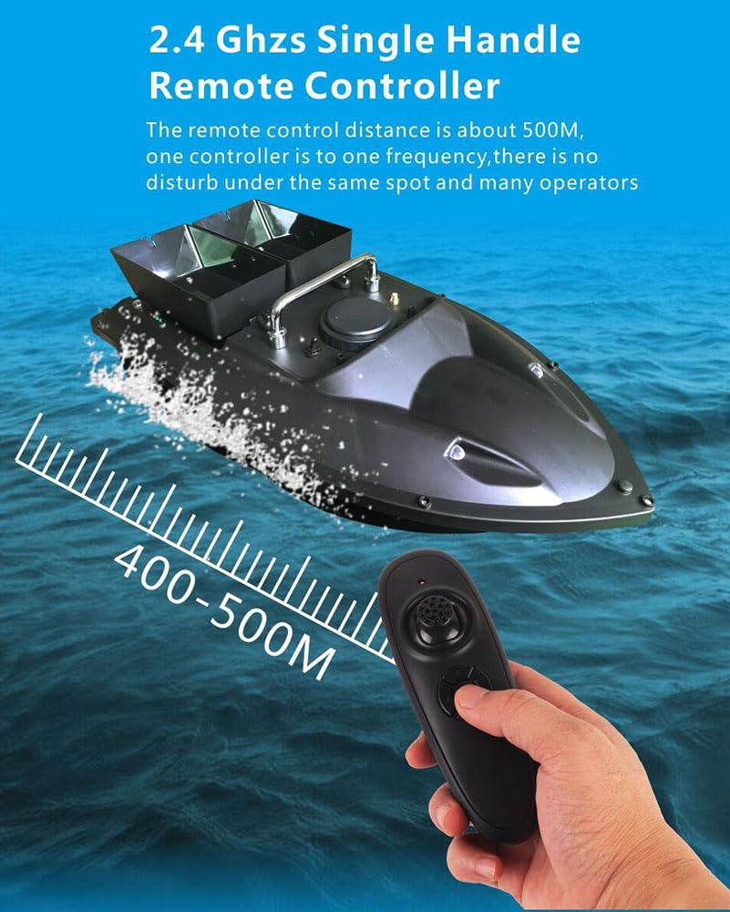 Barca da pesca RC con GPS, doppio magazzino, crociera automatica, luce LED, Fish Finder, batteria 12000mAh per una caccia efficace ai pesci