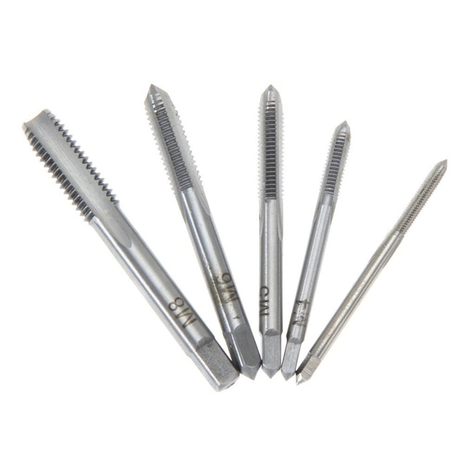 5 szt. gwintowników maszynowych HSS metrycznych, 3 mm, 4 mm, 5 mm, 6 mm, 8 mm, zestaw wierteł do gwintów M3-M8 MINGPING