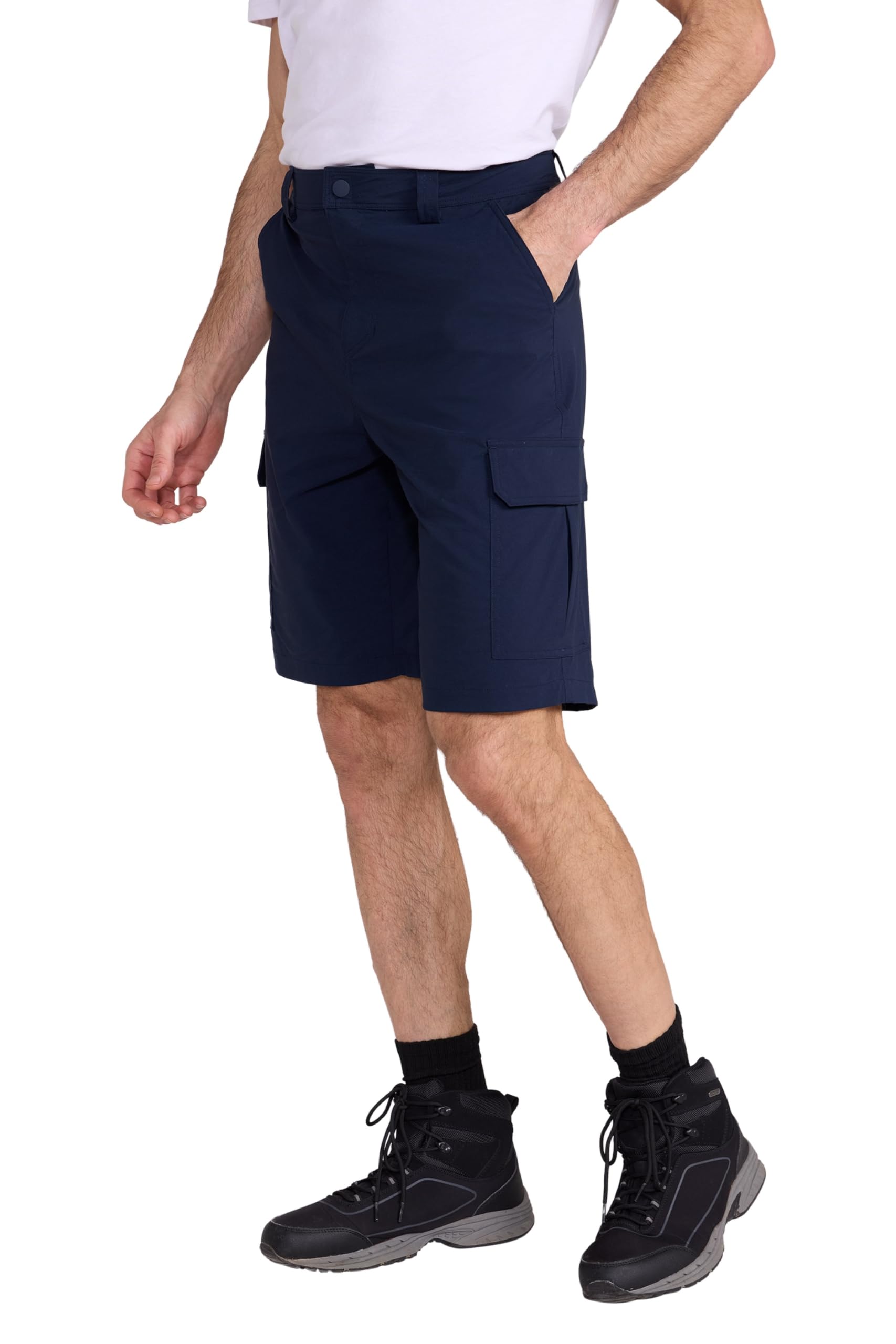 Mountain Warehouse Men's Navy Delta Cargo Stretch Short - Stretchy, Uv Protect & Quick Dry Short Pants, Multi Pockets - Spring Summer, Beach, Walking, Hiking, Outdoors W42