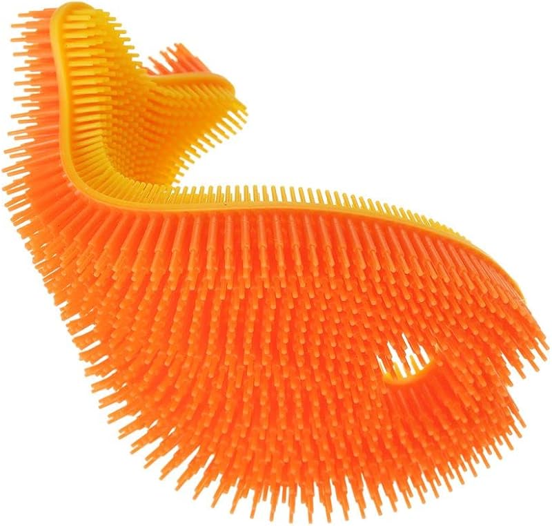 Escova de banho de silicone Innobaby Bathin' Smart em formato de peixe, dupla face, laranja e amarelo