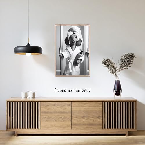 Miniatura 5 de Medpol Despeje divertido y lindo perro baño arte de pared vintage humor blanco y negro pósteres de lienzo divertidos animales pintura de baño para