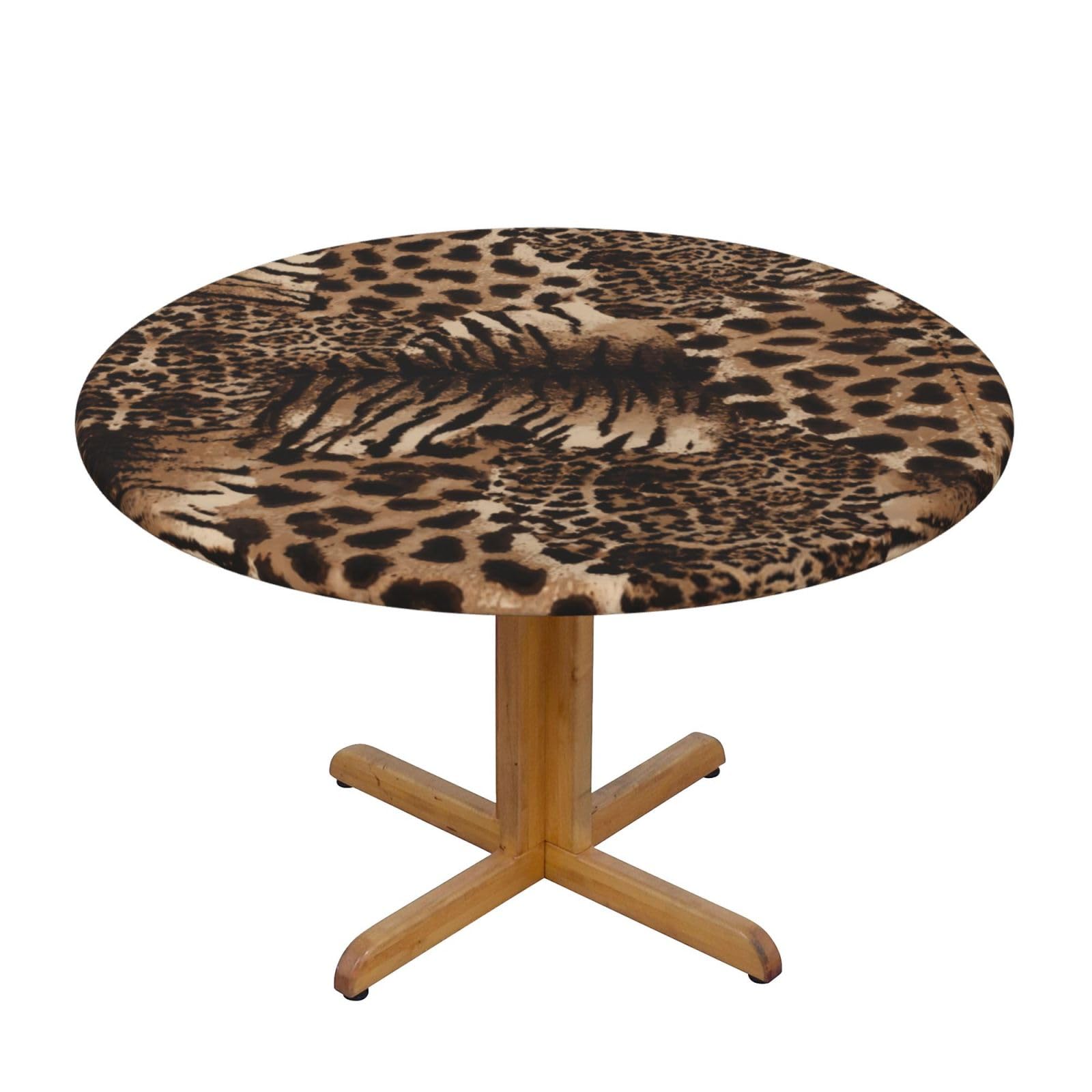 ZQYTGFDC Leopard Pattern S Decorative Round Tablecloth Waterproof Anti Stain Oil Proof Size for 40 50 inch