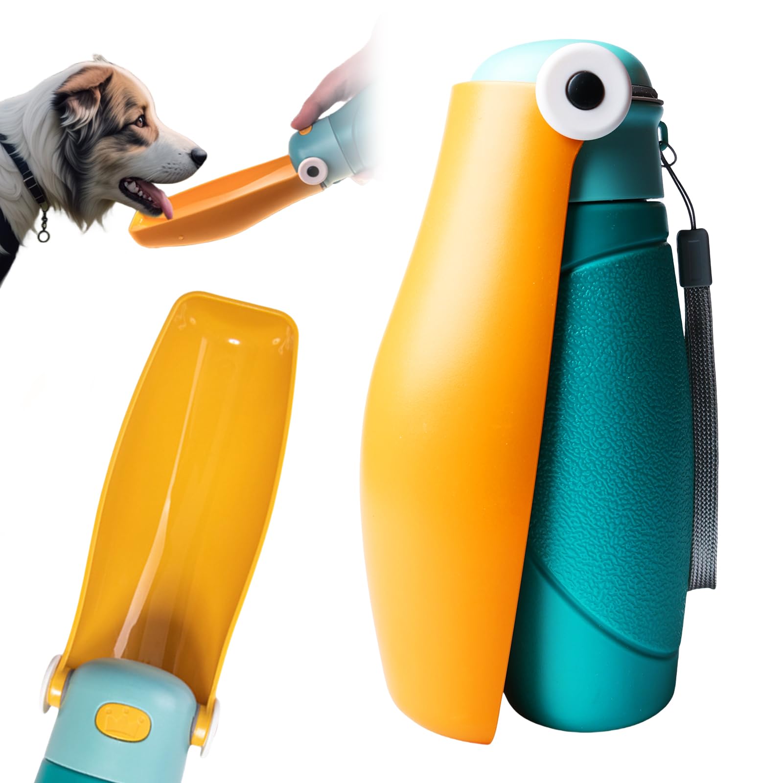 Botella Para Perros Para Viajes: Dispensador De Agua A Prueba De Fugas Con Gran Canal, Camping, 480 Ml