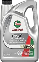 Castrol GTX Full Synthetic 5W-20 Motor Oil, 5 Quarts - 6X Wear Protection, Sludge Fighting, 10K Mile Endurance