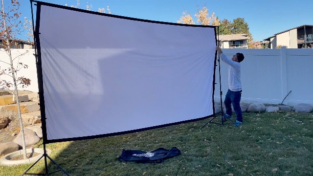 LEORFI 200 Zoll Beamer Leinwand Mit Ständer - Tragbar 16:9 4K HD - Für Outdoor Kino