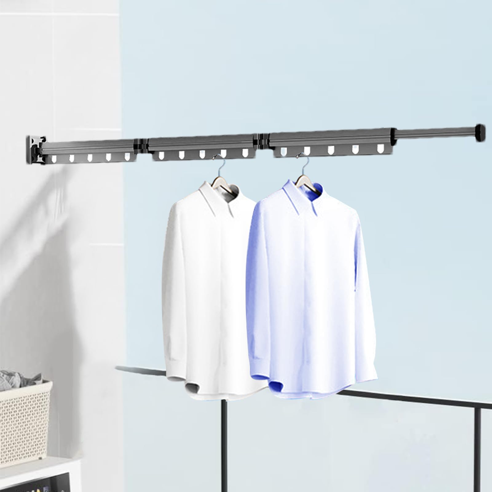 Genérico Tendedero De Lavandería Montado En La Pared, Tendedero De Ropa Montado En La Pared,Percha de Secado de Ropa Plegable - Plegable para Ropa, tendedero montado en la Pared para balcón