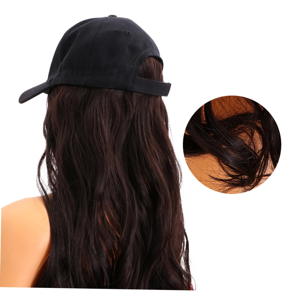 IWOWHERO Big Wave Wig Hat Long Curly Wig for Women Hair Cap Natural Hair Extension Fashion Elegant Hairpiece One-piece Wig Cap