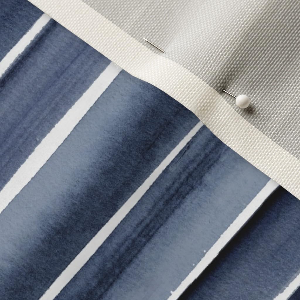 Spoonflower Fabric - Indigo Stripe Blue Watercolor Painterly Stripes Modern Beach Decor Printed on Upholstery Velvet Fabric Fat Quarter - Upholstery Home Decor Bottomweight Apparel
