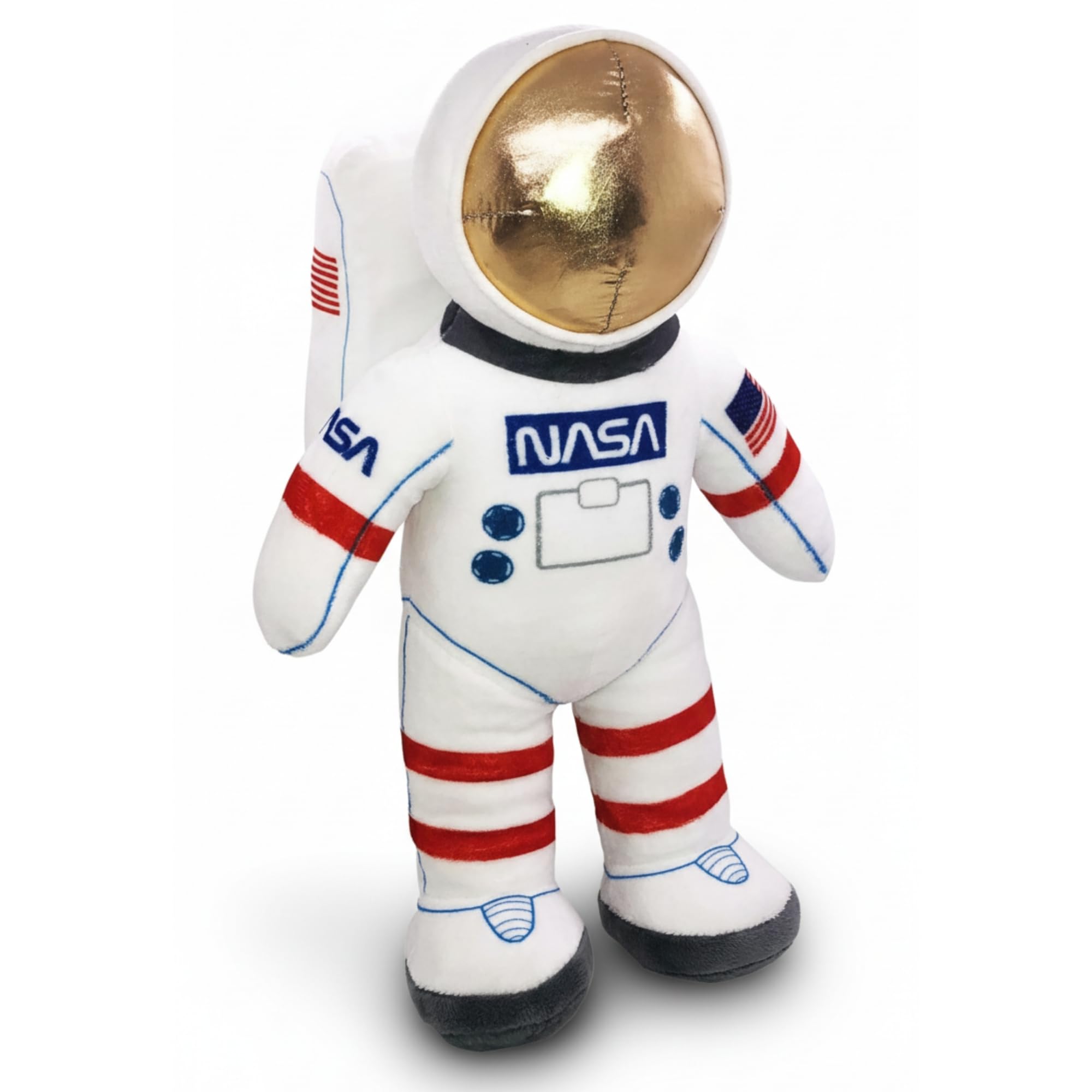 12” Plush Toy Astronaut Figurine, Realistic Astronaut Plush Toy with NASA & USA Flag Arm Patches, Super-Soft Stuffed, Space Decor Astronaut Toys for Kids 3-5, NASA Toys, Toddler Birthday Gift