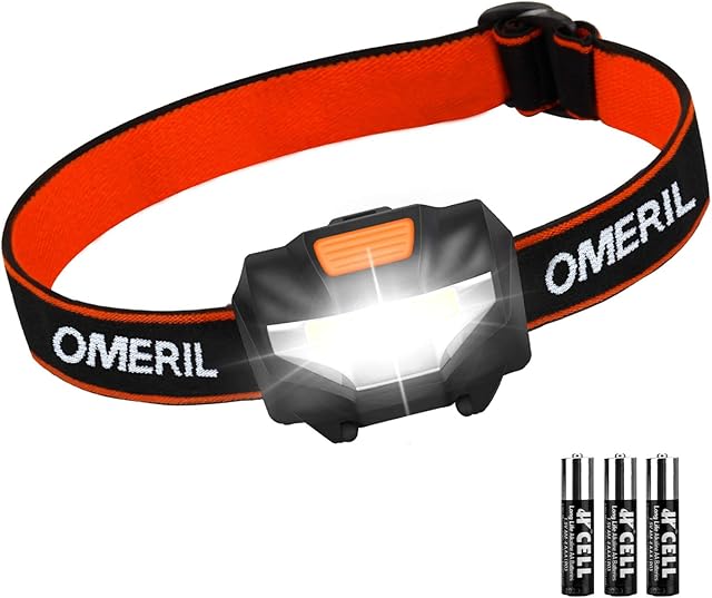 Detake LED Head Torch, Super Bright Lightweight LED Headlamp with 3 Lighting Modes, Battery Powered Waterproof LED Headlight for Camping, Running, Cycling, Fishing, Hiking, Reading, Outoor Sports