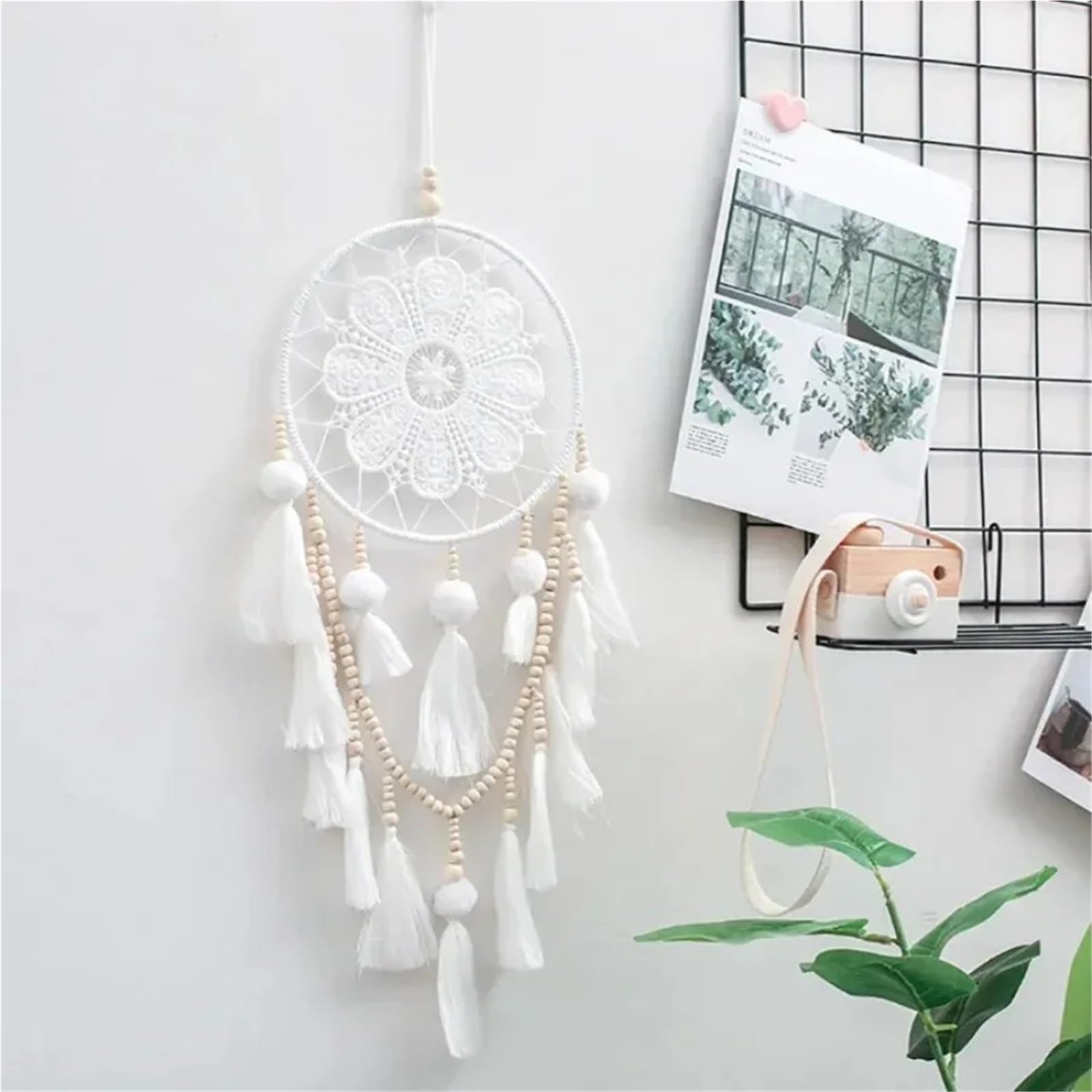 3 pezzi di acchiappasogni fatti a mano, decorazione da appendere alla parete, for festa matrimonio Per La Camera Da Letto(Beige02)