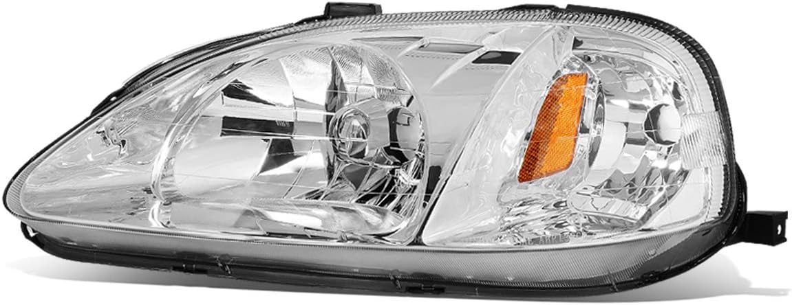 DNA MOTORING Factory Style Passenger/Right Side Headlight Lamp Assembly Replacement Compitable with 99-00 HONDA CIVIC, OEM-HL-0006-R