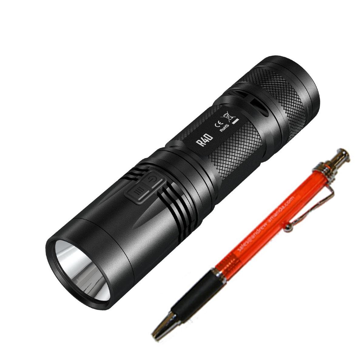 Nitecore R40 CREE XP-L HI V3 LED Rechargeable Flashlight -1000 Lumens w/Charging Dock + Free Andrew & Amanda Pen : Sports & Outdoors