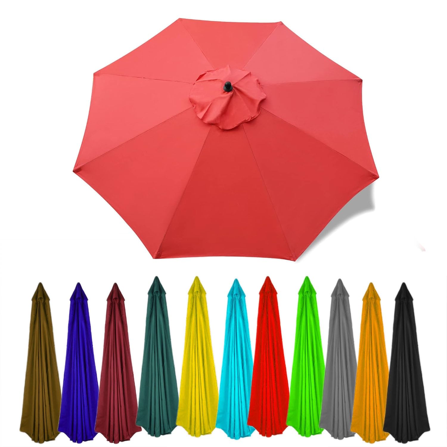 9.8 ft Replacement Parasol Cloth Parasol Umbrella Replacement Cover Outdoor patio umbrella replacement canopy 2.7m 3.0m Garden Parasol Canopy Cover Anti-ultraviolet(Color:Red,Size:6 ribs-2.5m(8.2ft))