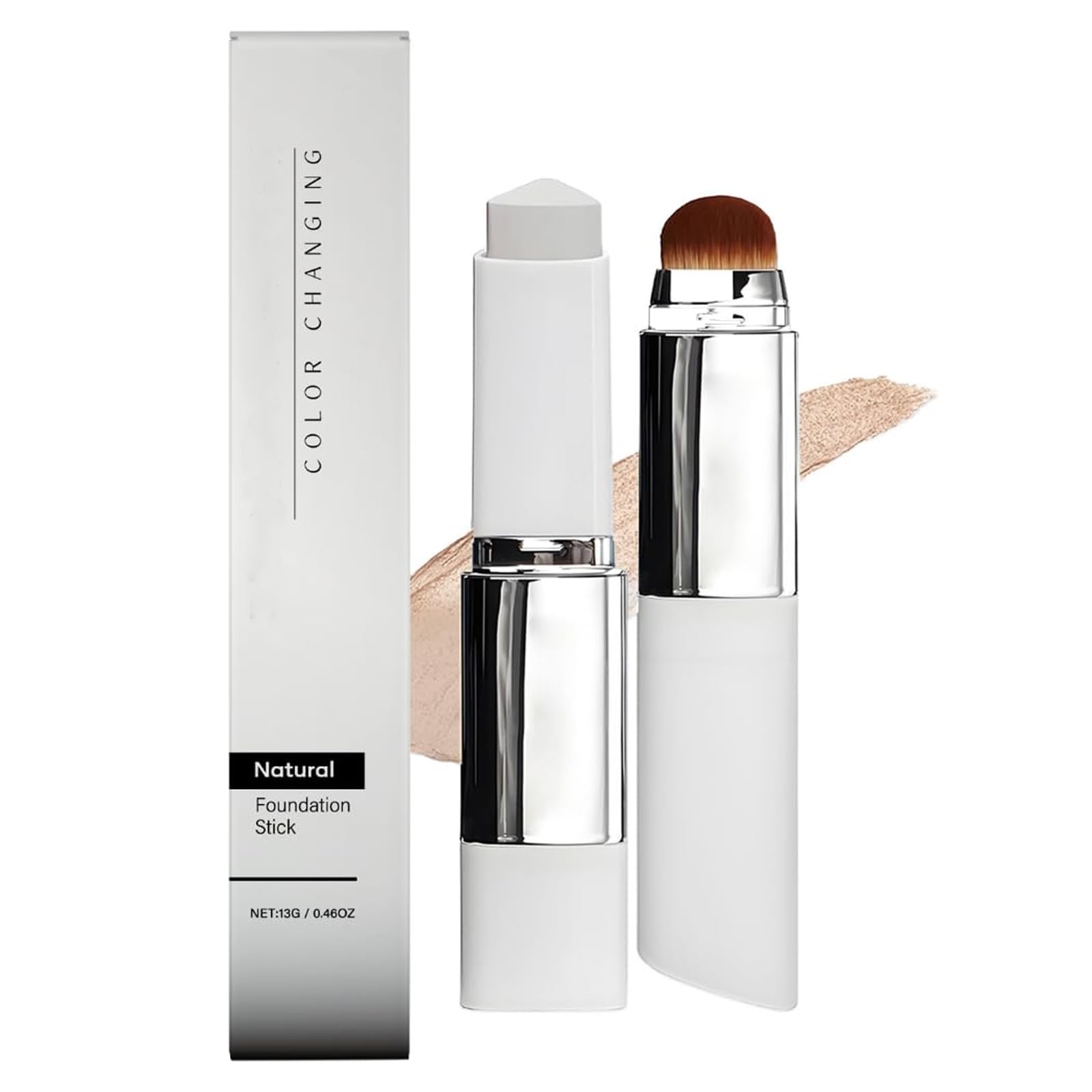 Foundation Stick, Changing Foundation Stick, 2-In-1 Color-Changing FoundationStick, Hydrating, Long-Lasting, Lightweight, for All Skin Types