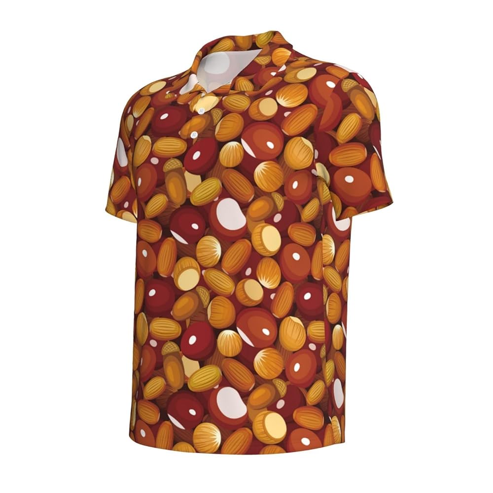 Mosytuky Almond Nuts Pattern Golf Shirts for Men Dry Fit