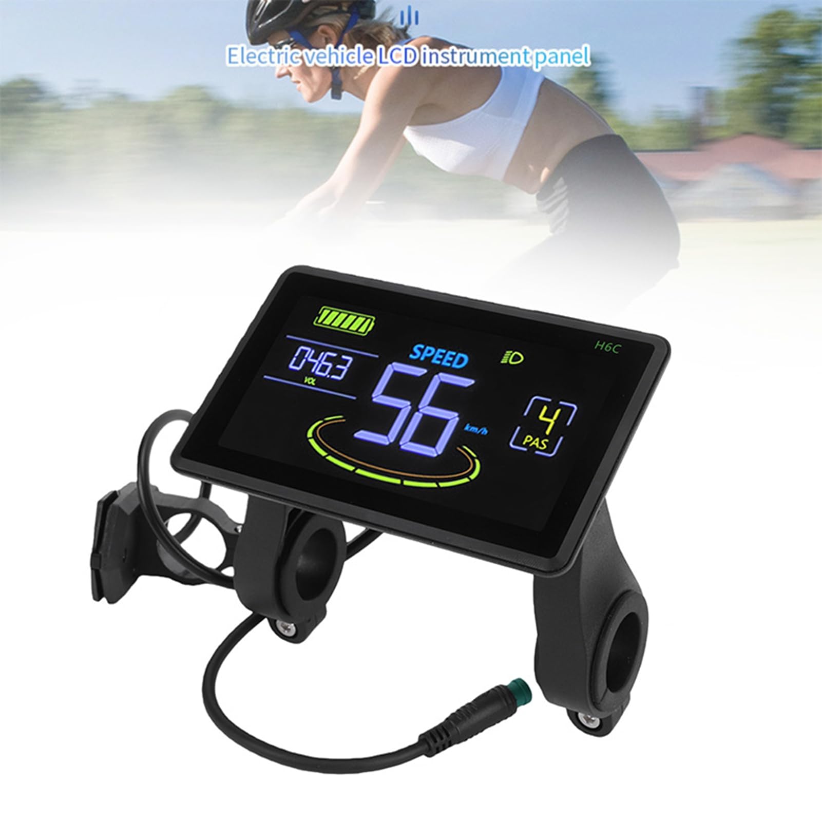 Tnfeeon Pannello di Controllo Display LCD per Bici Elettrica, Tachimetro per Scooter con Connettore ABS 5P con Livello della Batteria e Dati in Tempo Reale, Schermo Ad Alta visibilità per Pendolari