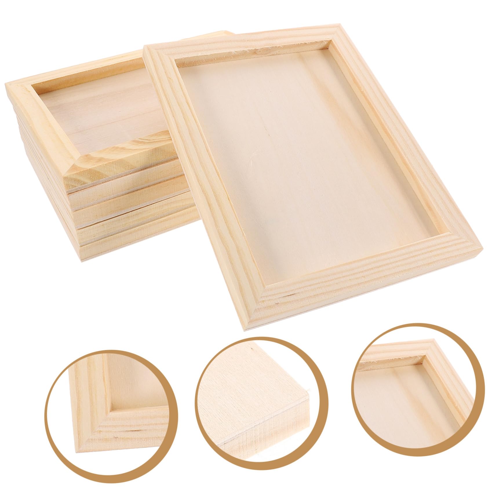 VICASKY Desk Decor Picture Frames 6pcs Wooden Craft Frames Diy Paintable for Boys and Girls