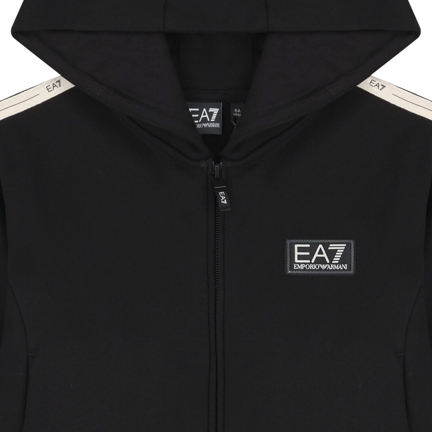 Emporio Armani EA7 Sudadera abierta con capucha para niños y jóvenes Logo Series Boy de algodón afelpado, 7B000193