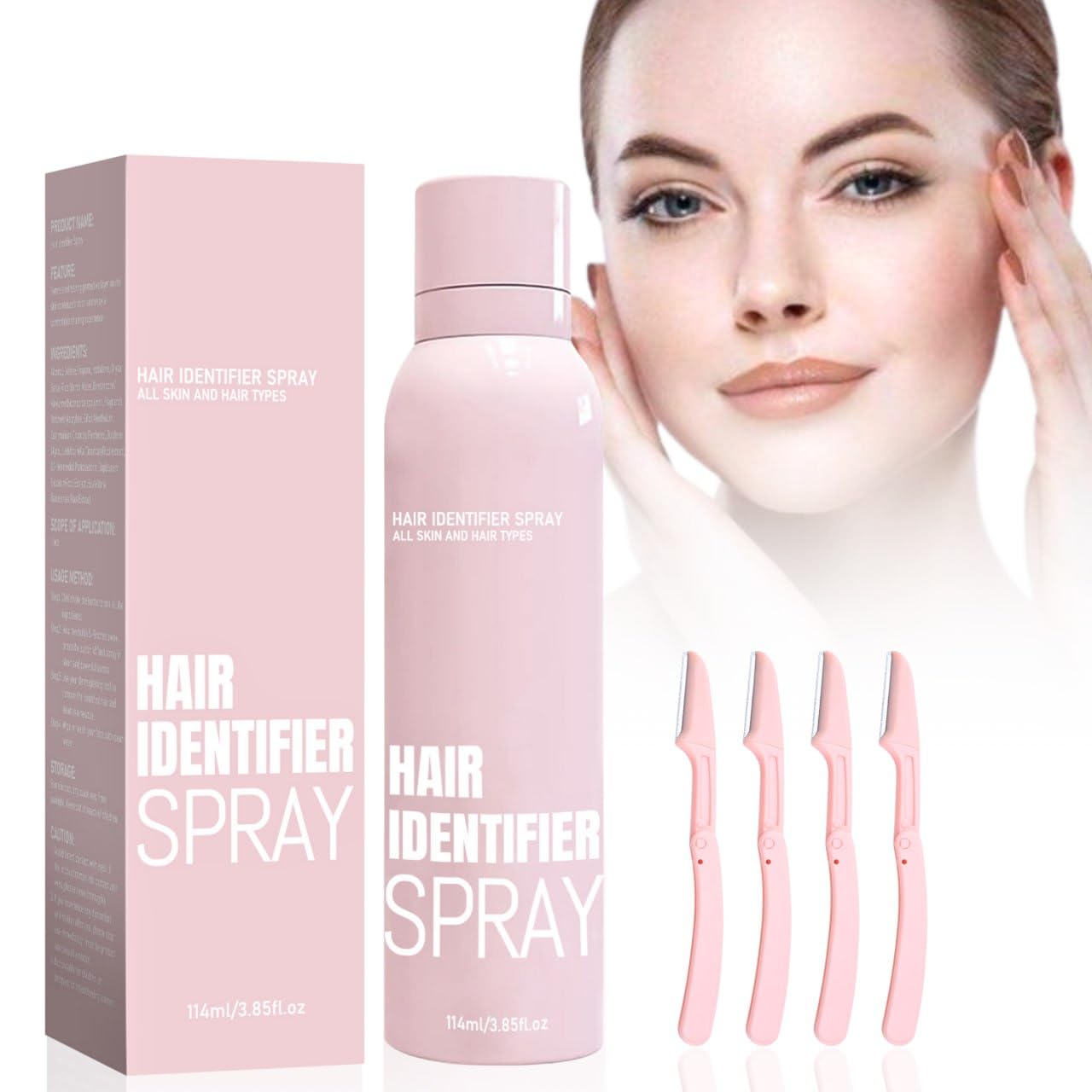 Hair Identifier Spray for Face Shaving & Dermaplaning, Skin-Safe Facial Hair Highlighter for Precision Shaving, Exfoliating & Skin Care Spray for Women & Men