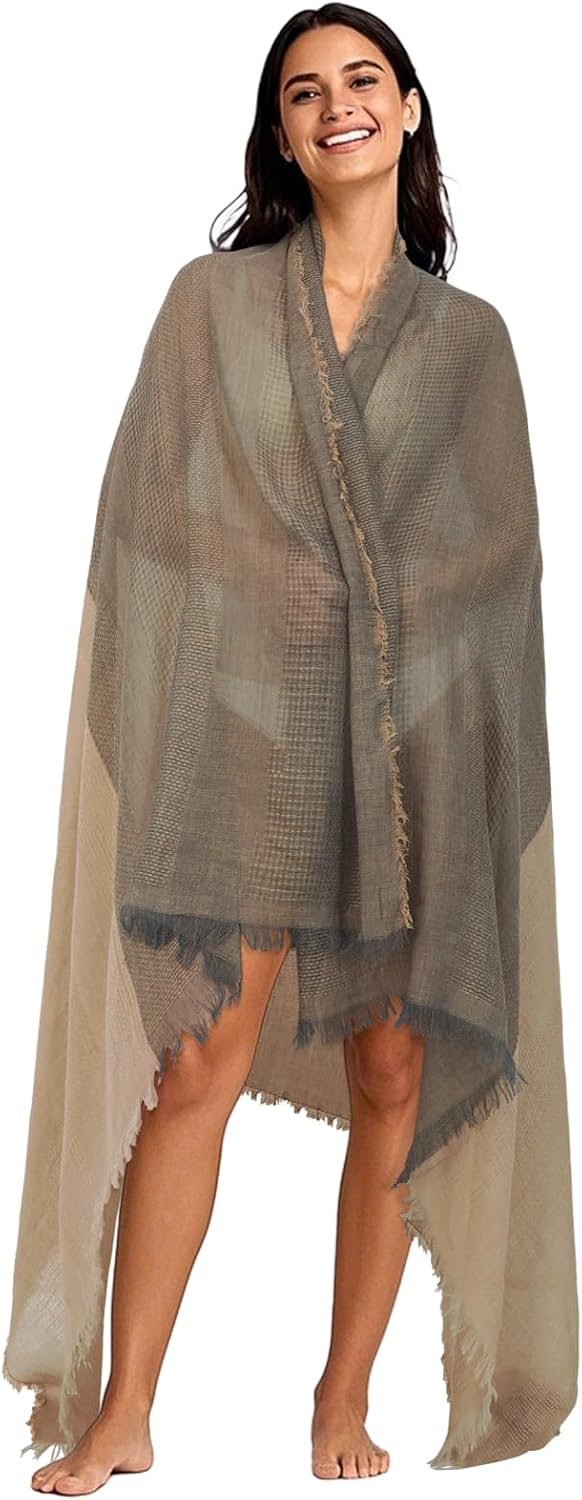 Women's Stylish Sheer Sarong Beach Bikini Bathing Suit Swimsuit Scarf Swimwear Cover-Up Pareo Wraps with Clasp - Image 4