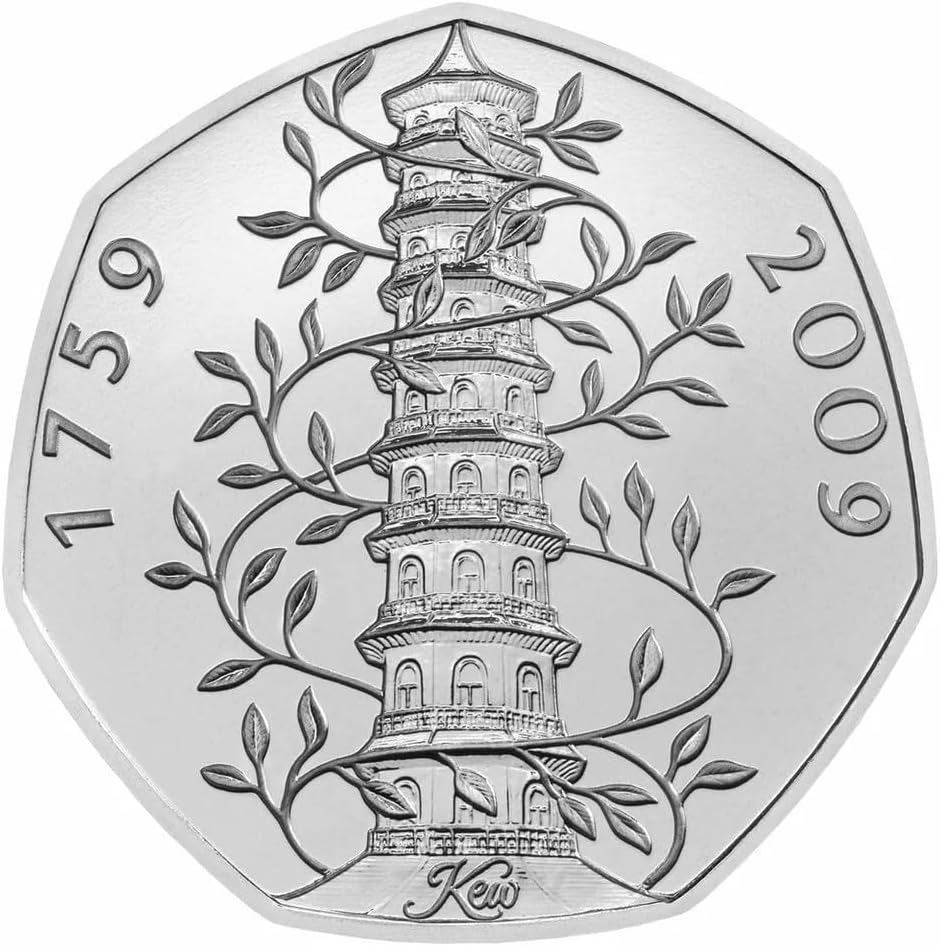 C!BLY'S RARE LOW 170,000 MINTAGE 2009 Queen Elizabeth II Commemorative 50p Coin, Kew Gardens Design, Royal Mint, Circulated Condition