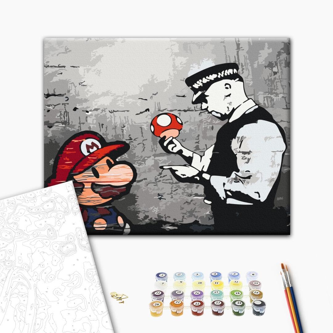 murando Paint by Numbers for Adults Banksy Mario and Policeman