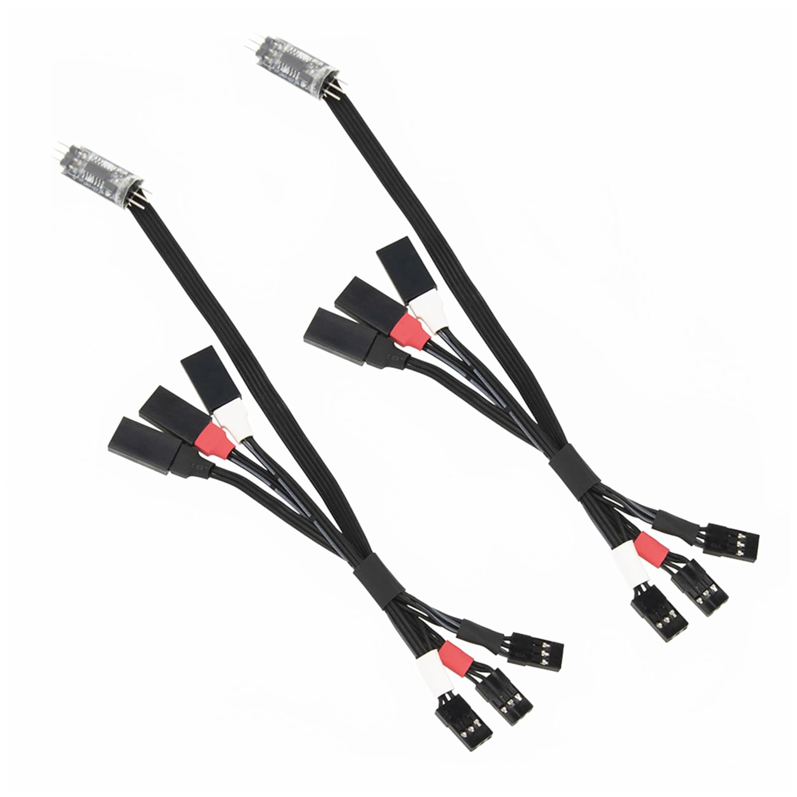 2 Sets Four-Wheel Steering Control Line 4WS Control Board and Servo Control Cable Kit Upgrade Parts for 1/24 SCX24 1/10 DVC10 1/18 TX4M(Black)