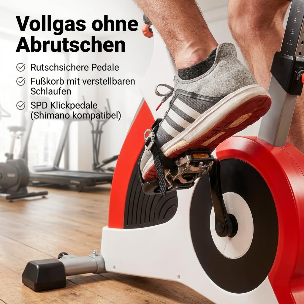 SportPlus Speedracer, Indoor Cycling Bike in Studioqualität, 50 Widerstandsstufen, Triathlonlenker & Rennsattel, Bis 500 Watt, Benutzergewicht bis 150 kg, SP-SRP-3000