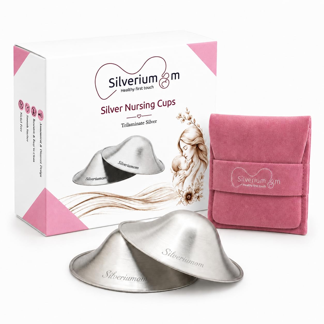 Silveriumom Silver Nursing Cups, Nipple Shields & Covers for Breastfeeding