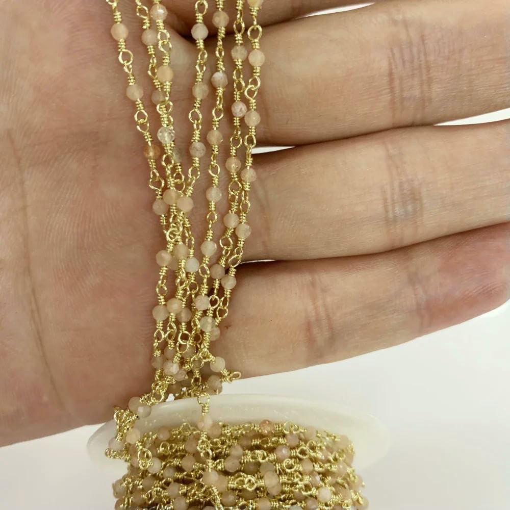 Catena con Nappa Fatta a Mano in Pietra del Sole con lapislazzuli Naturale placcata in Oro 18k, Fai da Te, per Collana, Bracciale, cavigliera, Occhiali, Maglioni 500 cm