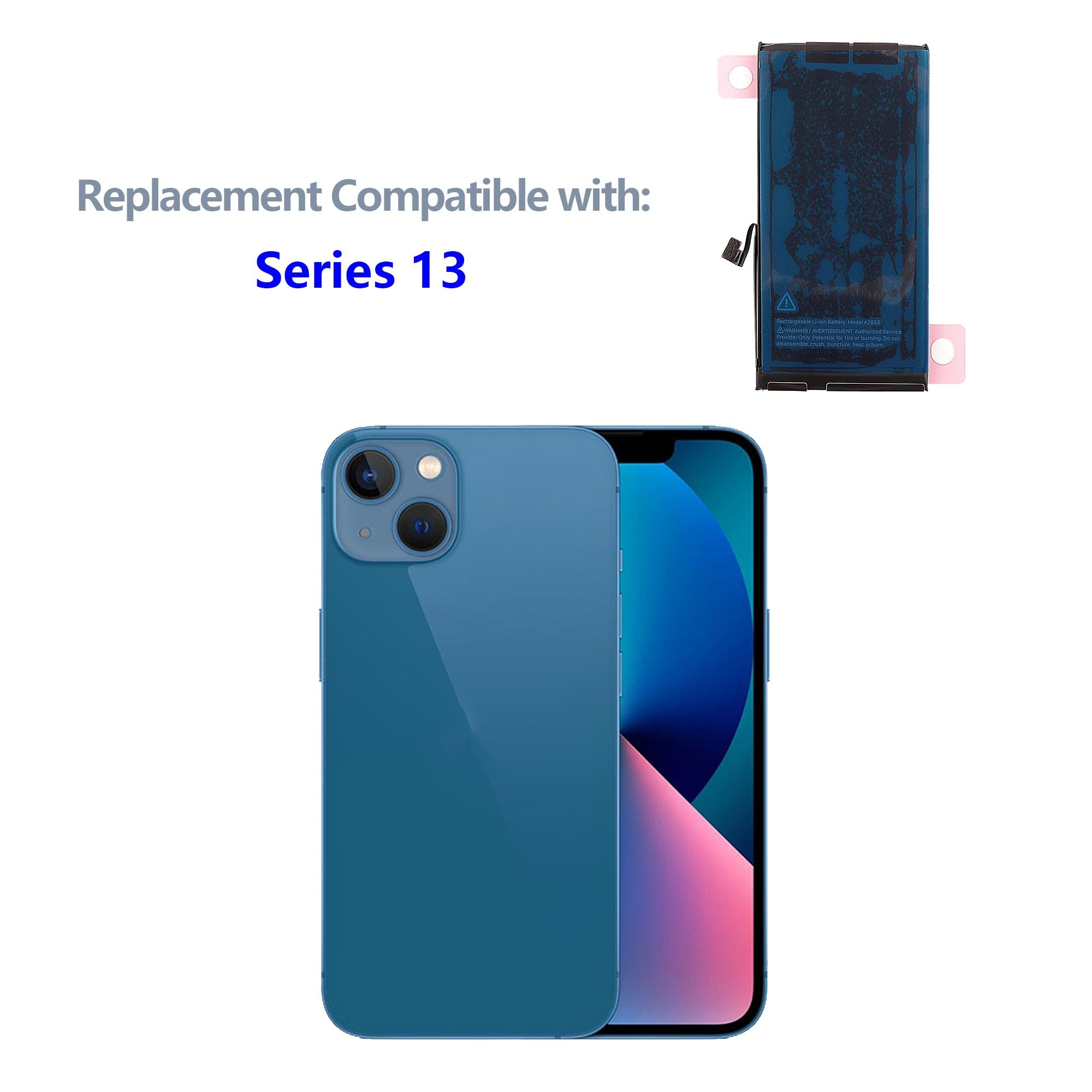 Batterie IPhone 13 Remplacement – 3227 MAh A2655, Compatible Modèles A2633, A2482, Etc. | Avec Kit D’outils, Neuve Et Testée - 2