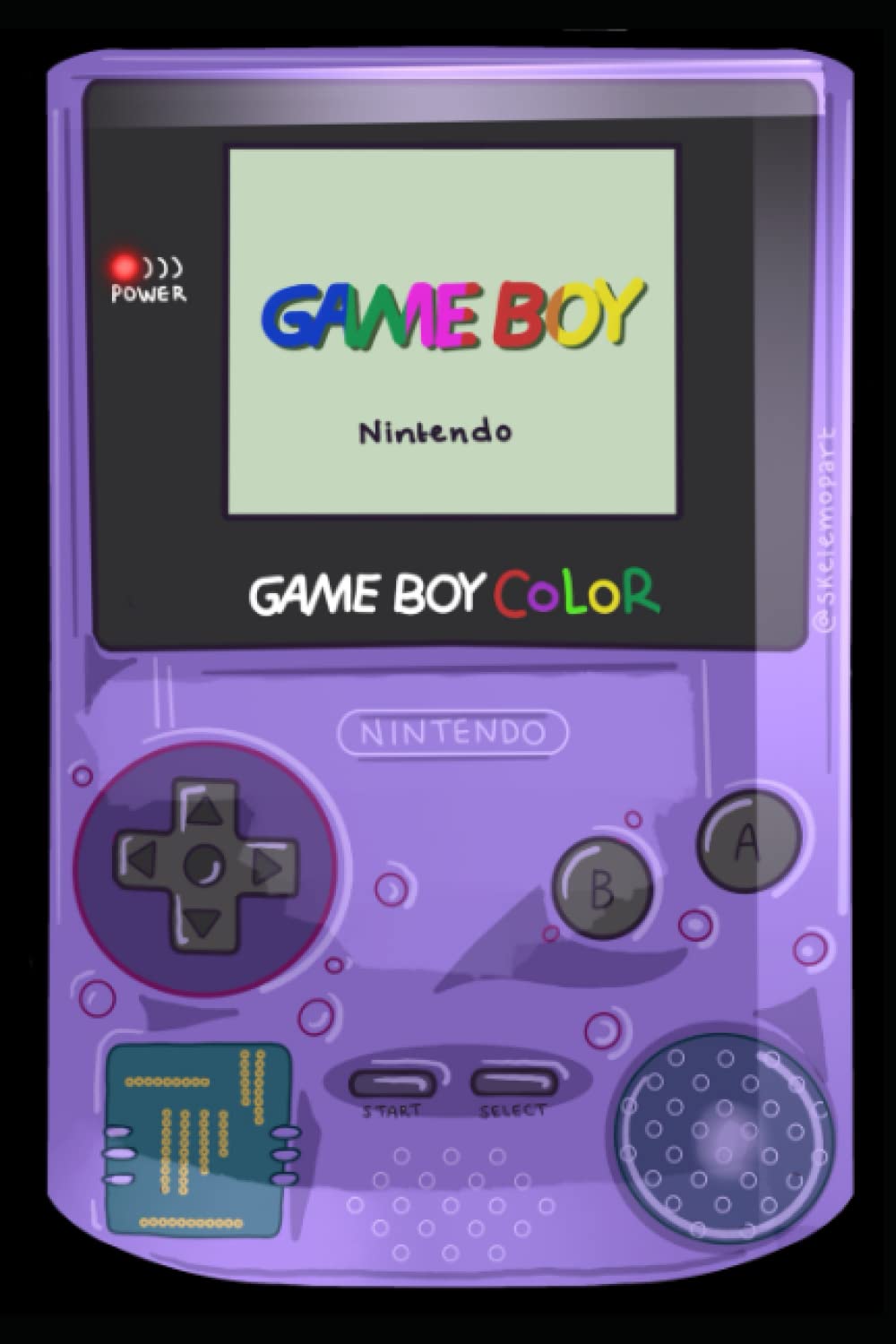 Hand-Drawn Atomic Purple Gameboy Color Notebook: Compact 6"x9" Lined Paper Journal for Retro Gaming Fans, Collectors, and Note-Takers