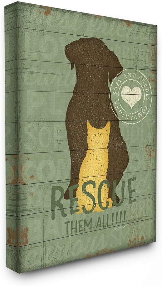 The Stupell Home Decor Collection Rescue Them All Dog and Cat Wall Art, 30x40, Multicolor