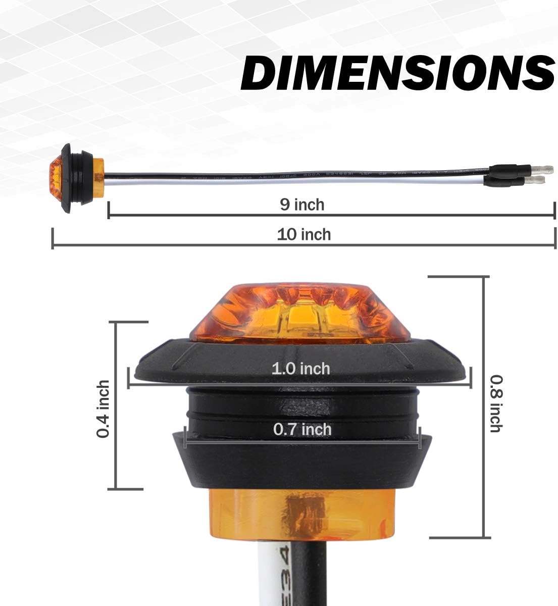 MADCATZ Pack of 20 3/4 Inch Round 10 Amber + 10 Red 3 LED Side Marker Indicator Lights Sealed Stop Signal Lamps Waterproof Flush Mount Trailer Lorry Bus with Grommet Plug 12V DC 3LED-DC